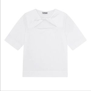 Ganni Twist Front Cotton Jersey T Shirt Small